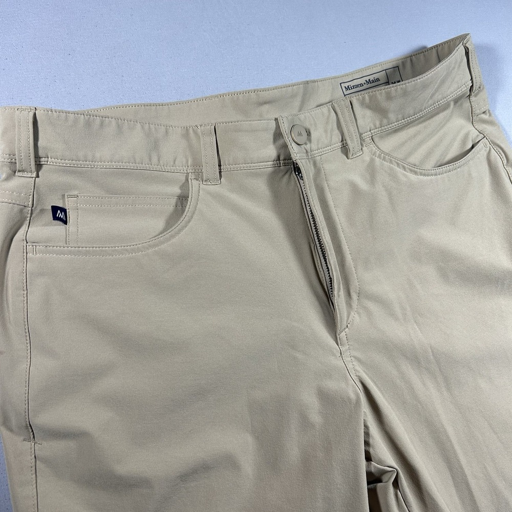 Mens Mizzen Main Helmsman Slim Performance Golf Pants Khaki 34x32 Stretch